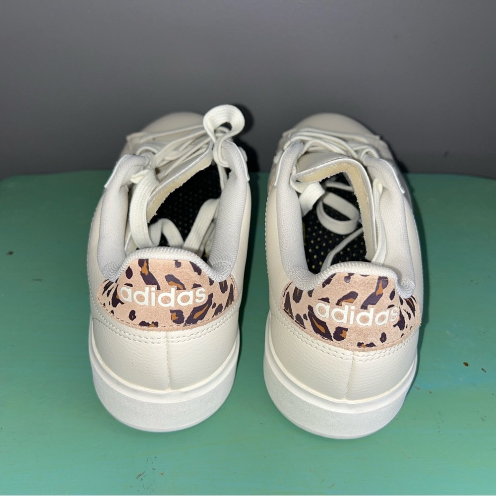 Adidas Grand Court 2.0 Sneakers Magic Beige Matte Gold Leopard Print Size 7 - Picture 5 of 7